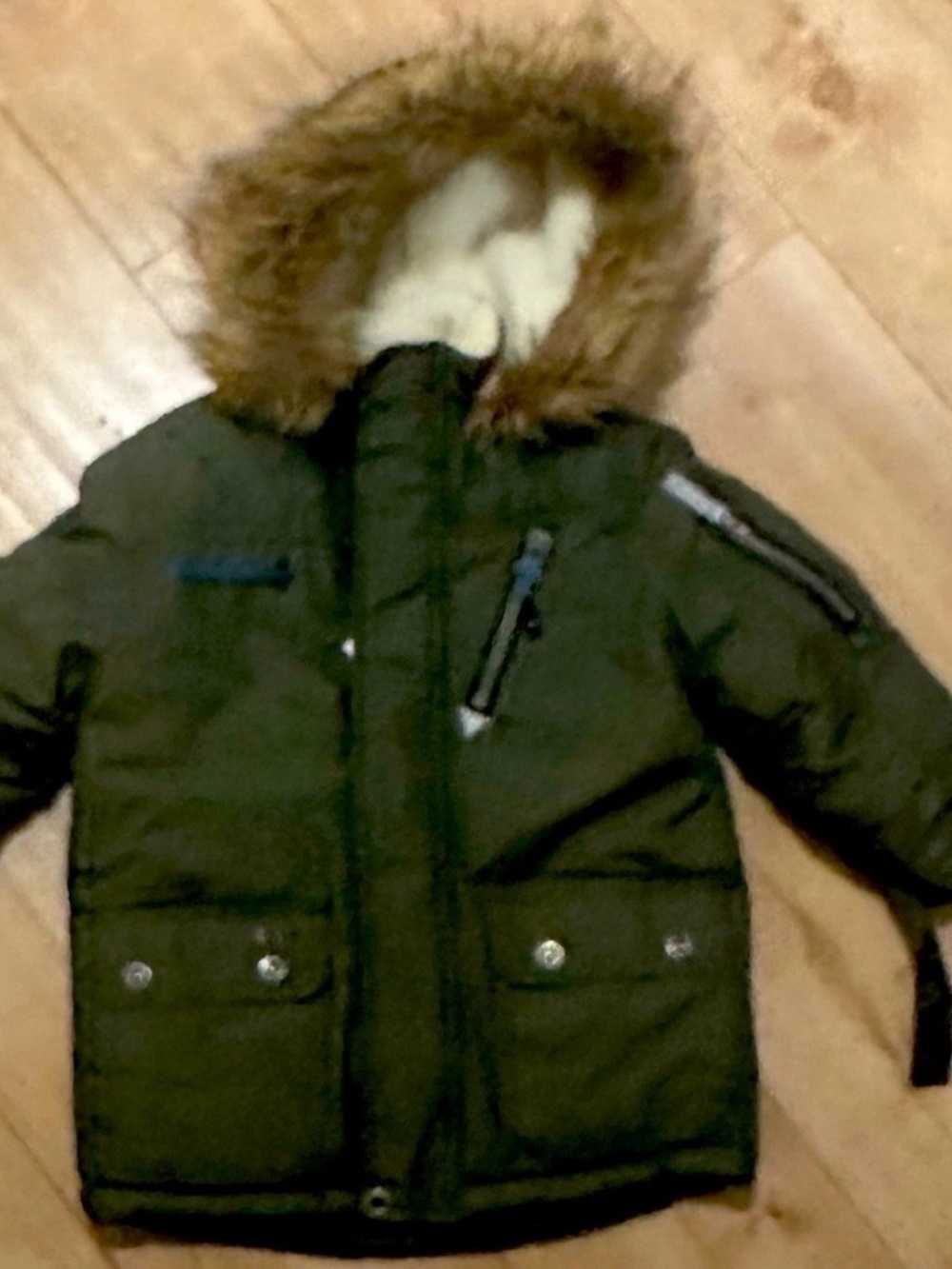 Big Chill Olive Green Faux Fur-Trim Hooded Puffer Coat